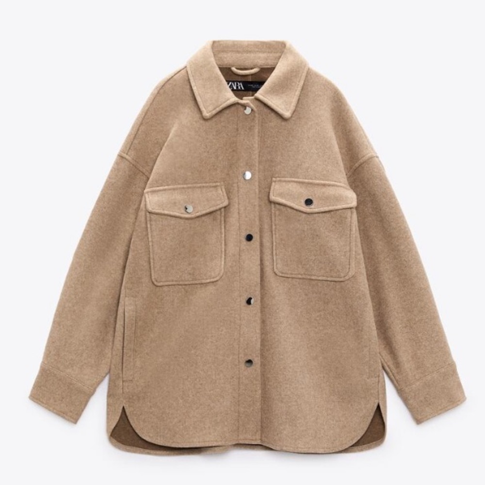 BROWN Zara Soft button down over shirt- GUC